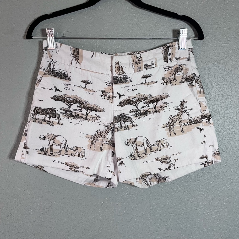 Banana Republic Safari Animal Print Shorts Petite 2P High Waist Cotton